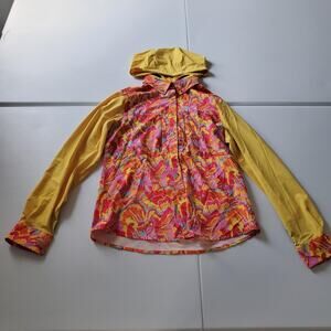 Jolly Gear Triple Crown Button Down Hoodie Womens Small Hybrid Sun Shirt Hiking
